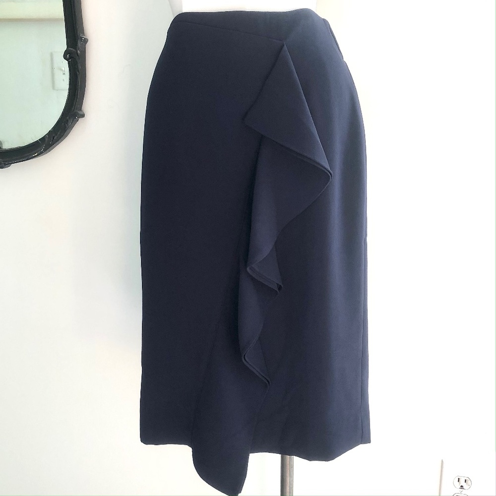 J.Crew Navy Pencil Skirt with Ruffle NWT